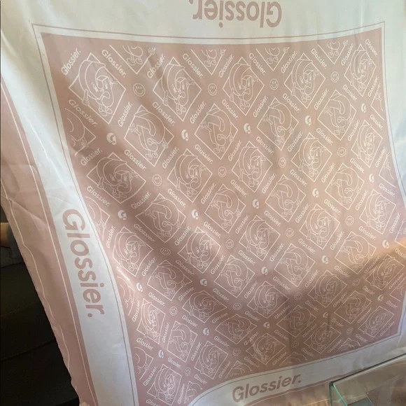 Limited Edition! Glossier Pink and White Scarf - Picture 2 of 3